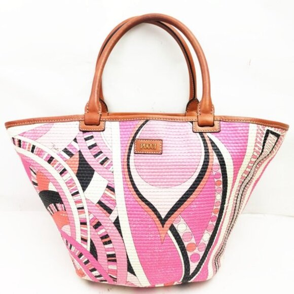Emilio Pucci Tote Bag Pink Straw 1655834